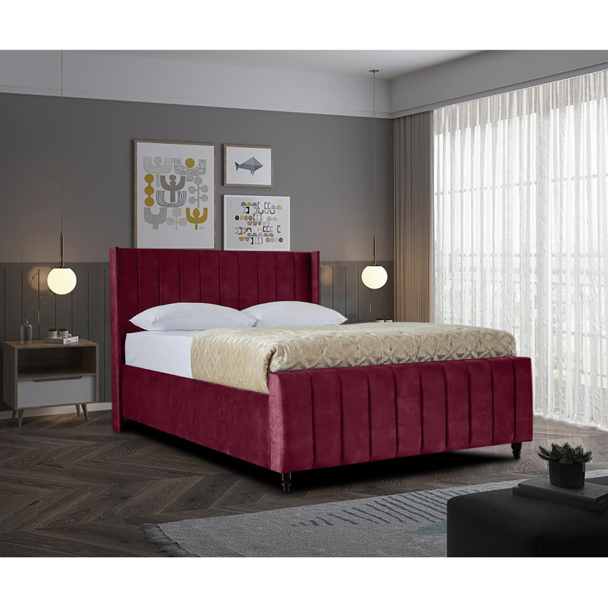 Ariola Plush Velvet Bed Frame - Maroon / Superking – image 2