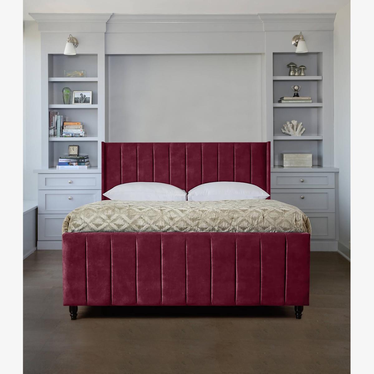 Ariola Plush Velvet Bed Frame - Maroon / Superking – image 1