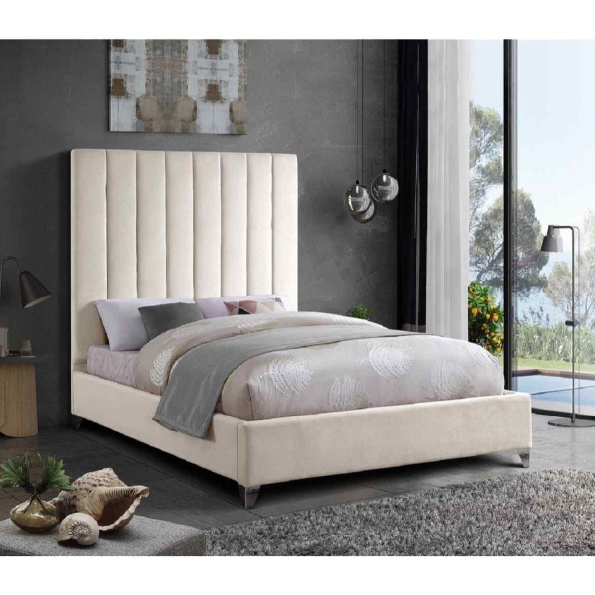 Alessandro Upholstered Plush Velvet Bed Frame - Yellow / Superking – image 2