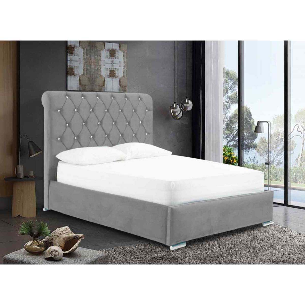 Mattia Upholstered Plush Velvet Bed Frame - Black / Super King / 362kg – image 2