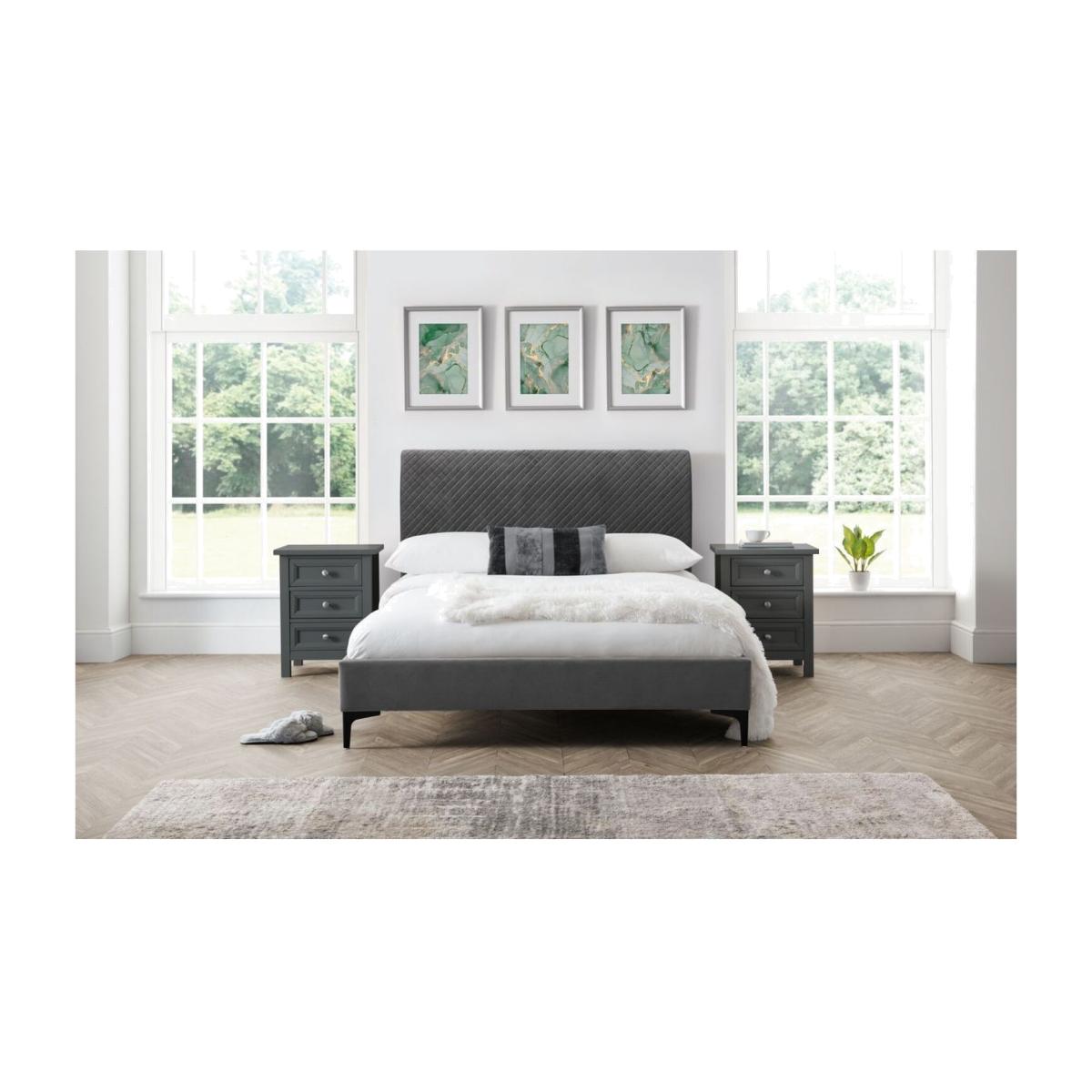Diamond Premium Quilted Velvet Bed - Grey / Super King – image 1