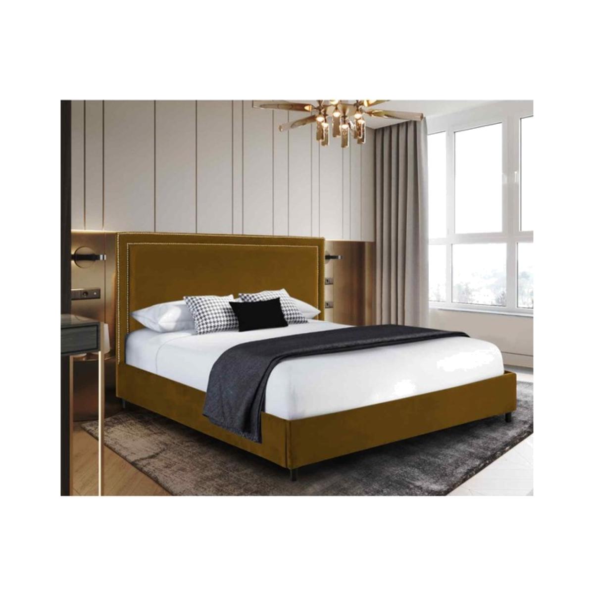 Richard Upholstered Plush Velvet Bed Frame - Yellow / Superking – image 1