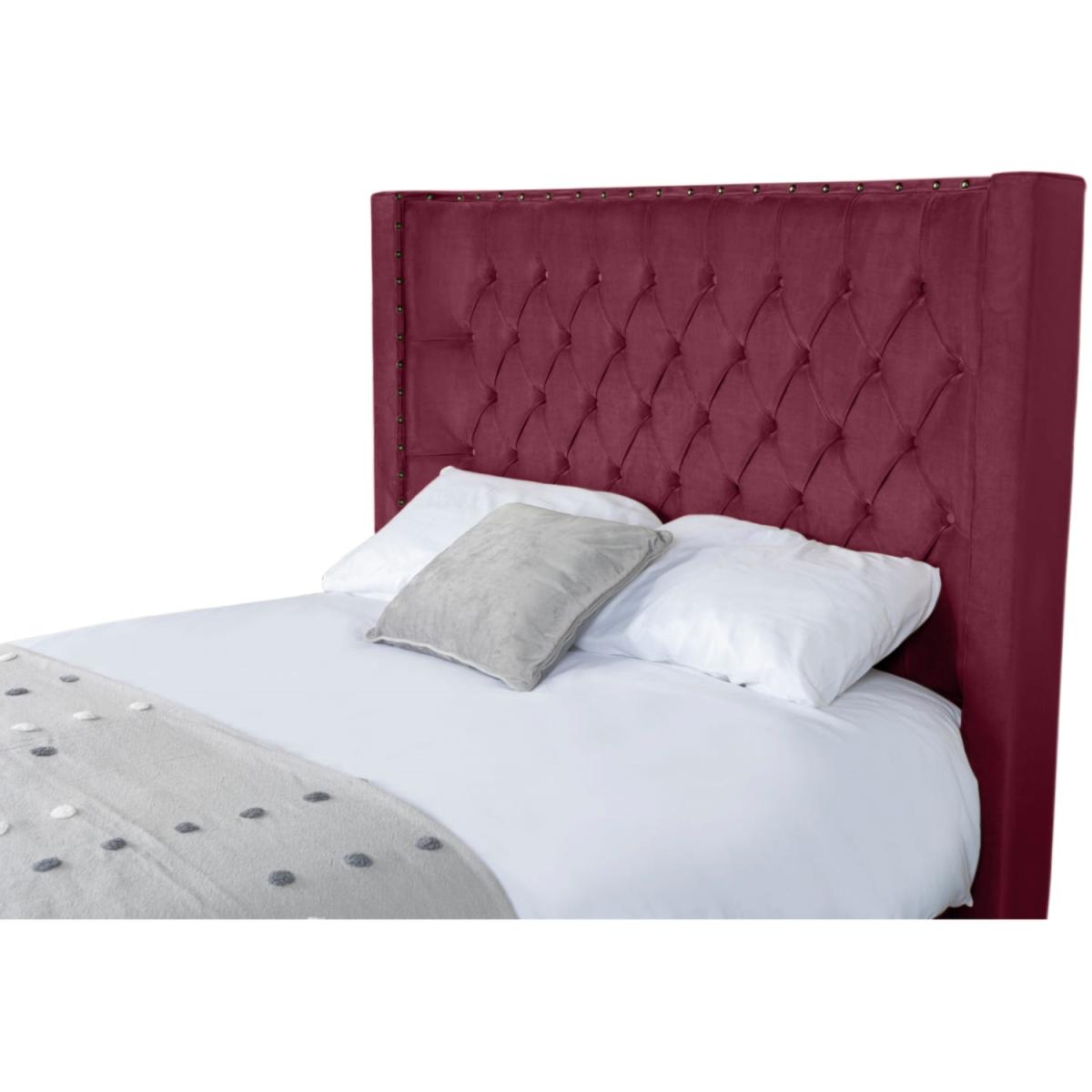Ornella Plush Velvet Bed Frame - Maroon / Superking – image 2