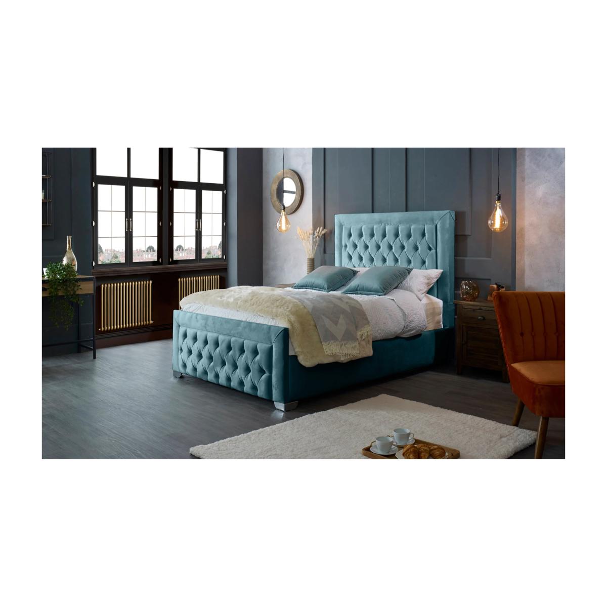 Gelson Plush Bed Frame - Duck Egg / Superking