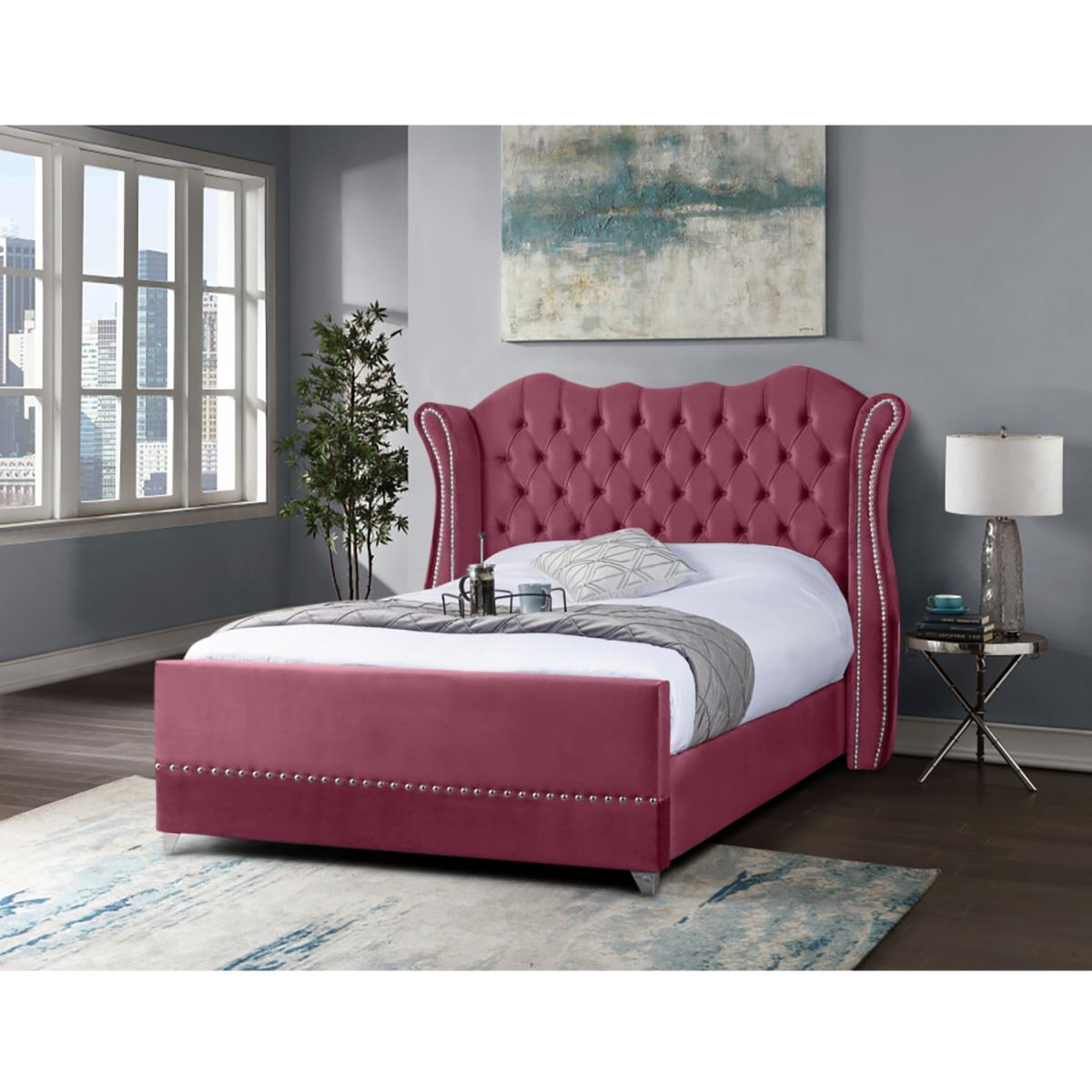 Venette Plush Velvet Bed Frame - Maroon / Superking – image 2