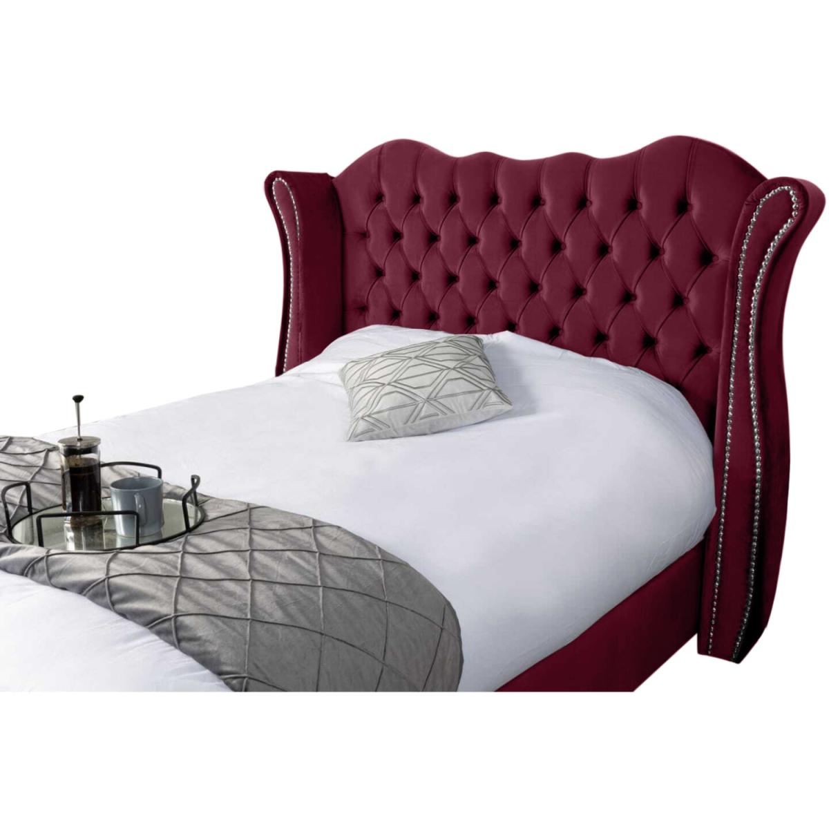 Venette Plush Velvet Bed Frame - Maroon / Superking – image 3