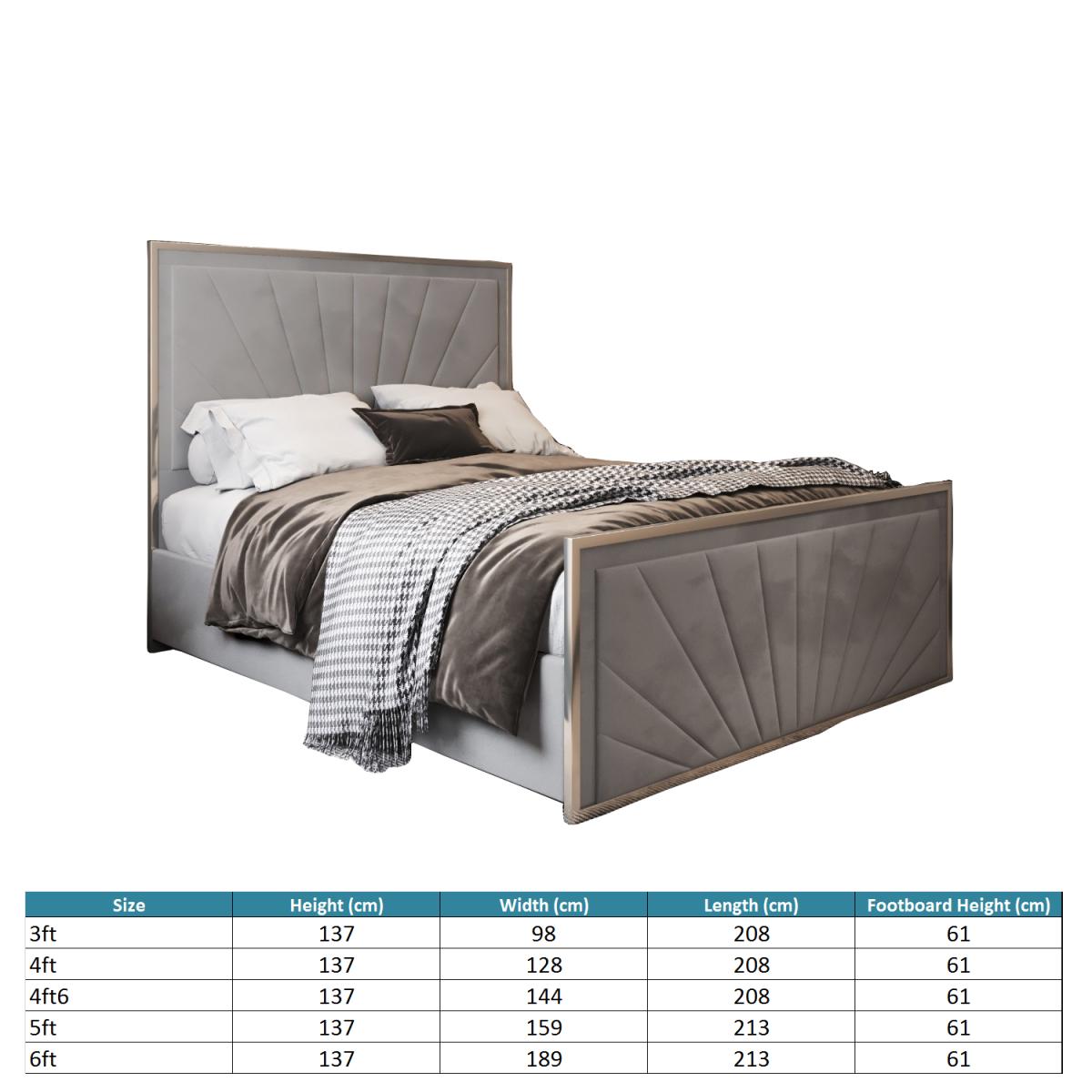 Roxy Upholstered Soft Velvet Metal Bed Frame - Grey / Superking – image 5