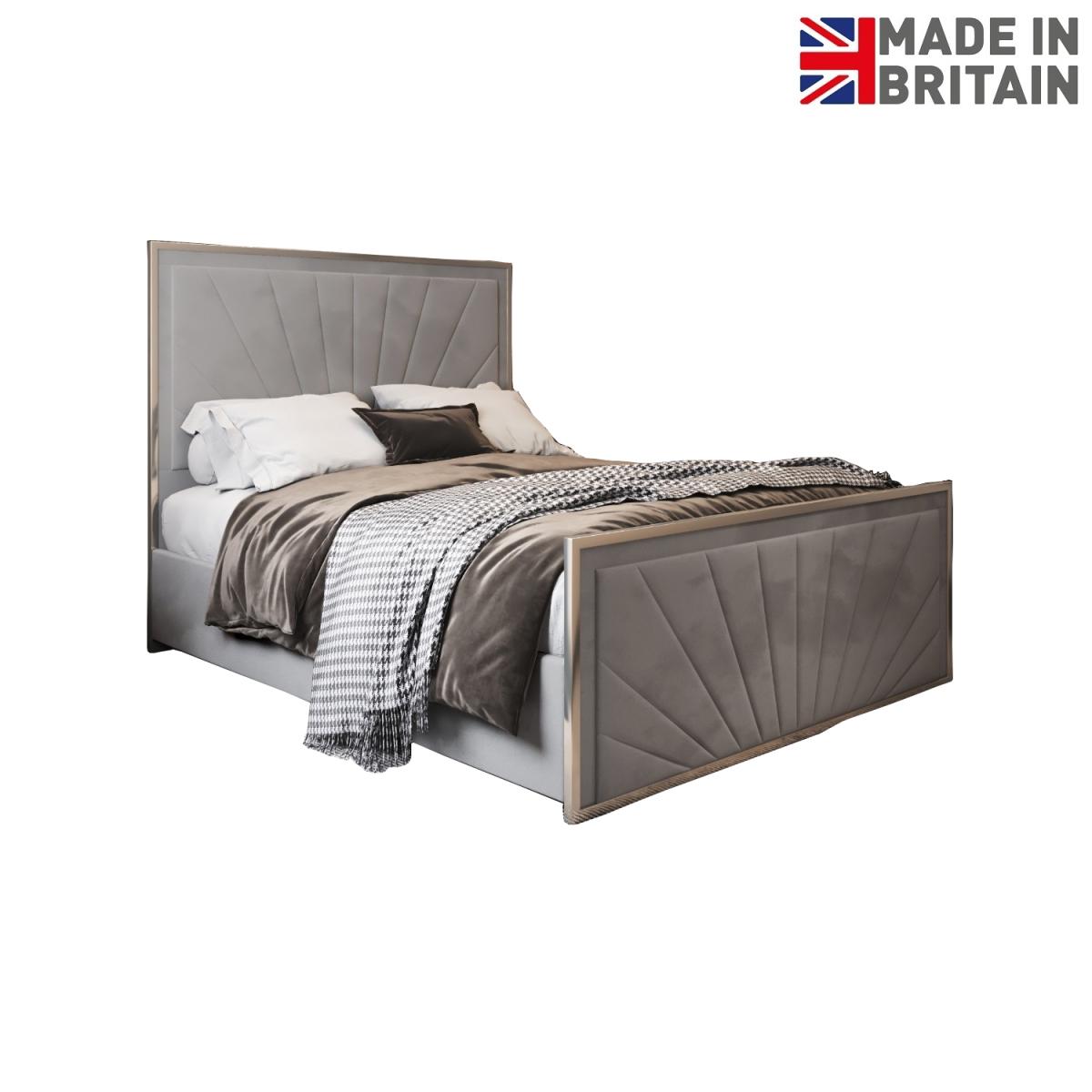 Roxy Upholstered Soft Velvet Metal Bed Frame - Grey / Superking – image 6