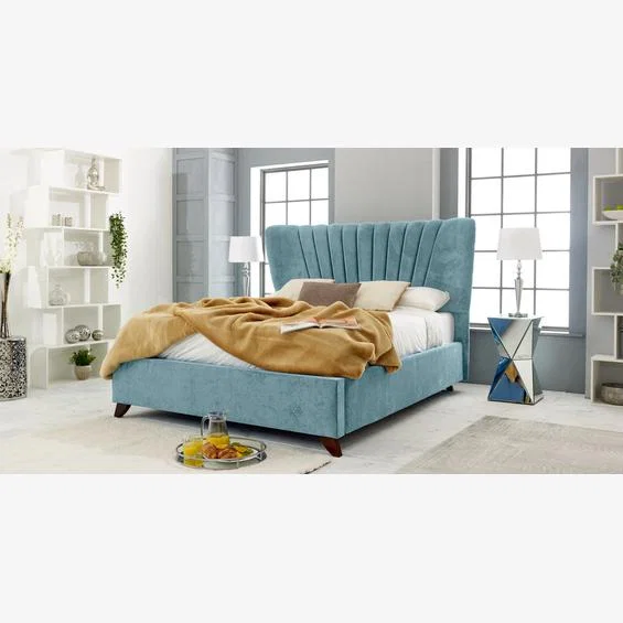 Dura Plush 4 inch solid thick Bed Frame with Winged Headboard - Duck Egg / Double