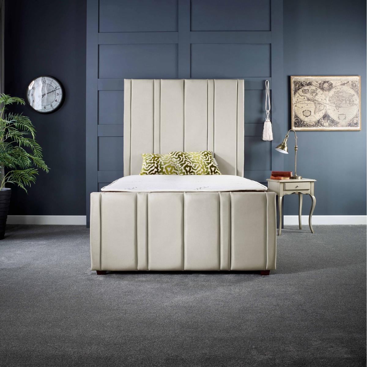Lucinda Panel Luxury Velvet Upholstered Bed Frame - Blue / 155.7kg / 191cm / Superking – image 11