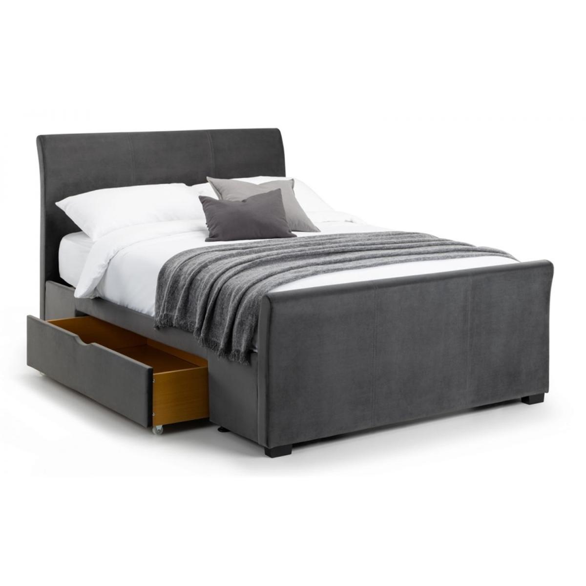 Premium Velvet Fabric Bed Frame - Grey / Super King – image 2