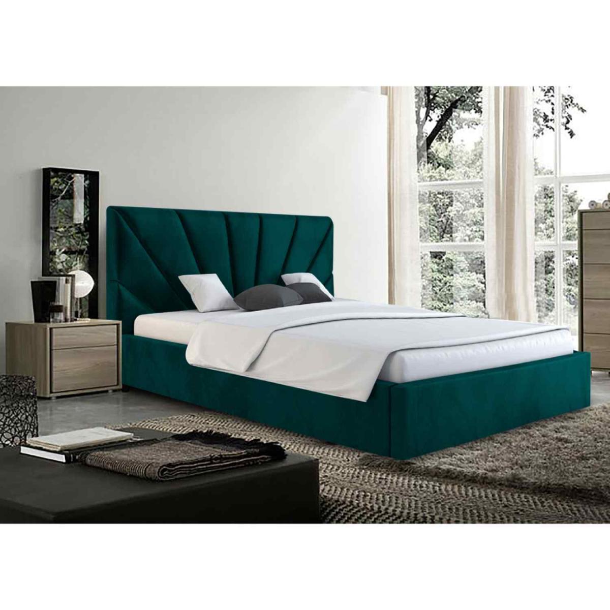 Hannah Upholstered Plush Velvet Bed Frame - Green / 362kg / Superking – image 2