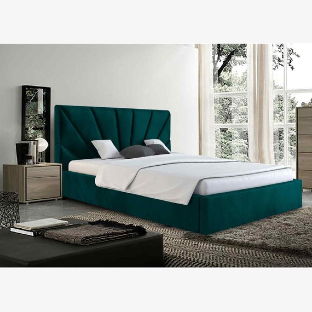 Hannah Upholstered Plush Velvet Bed Frame - Green / 362kg / Superking – image 1