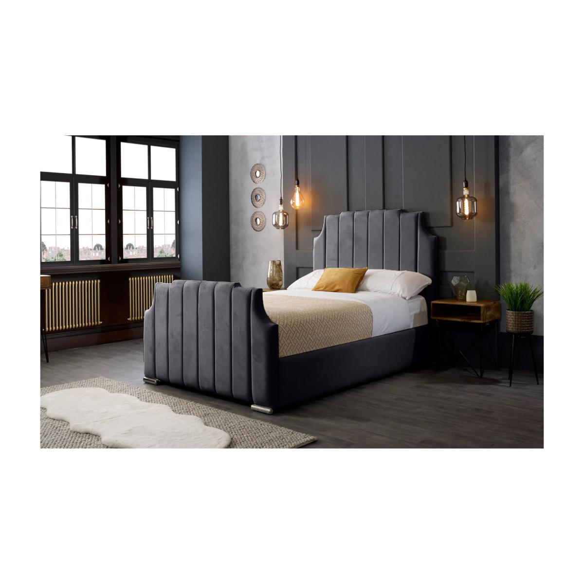 Nelson Plush Bed Frame - Steel / Superking