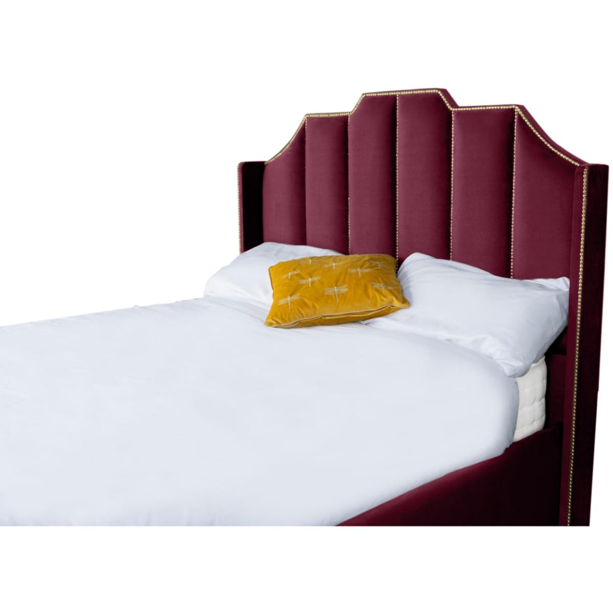 Renz Art Deco Plush Velvet Bed Frame - Maroon / Superking – image 2