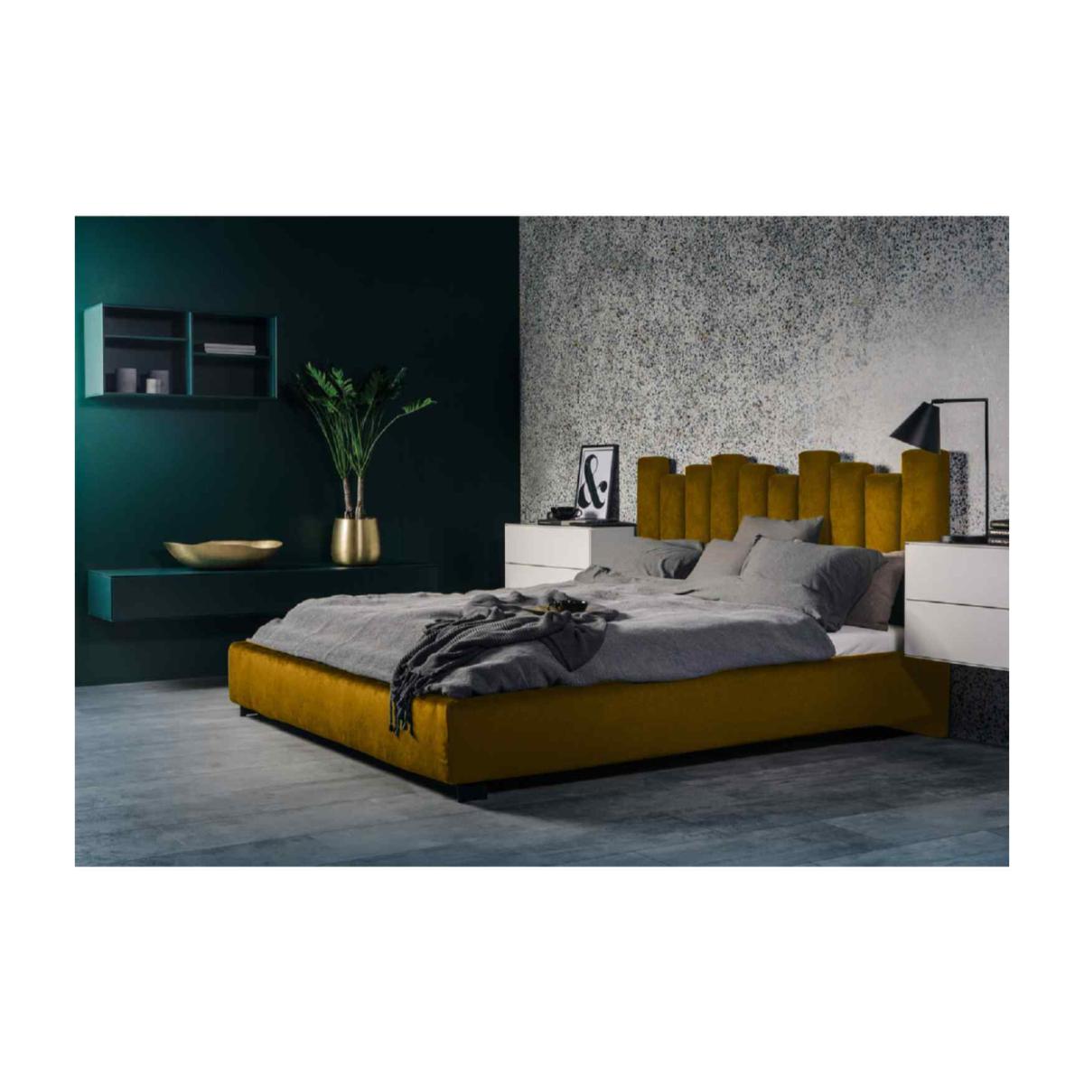Greta Upholstered Plush Velvet Bed Frame - Yellow / Superking
