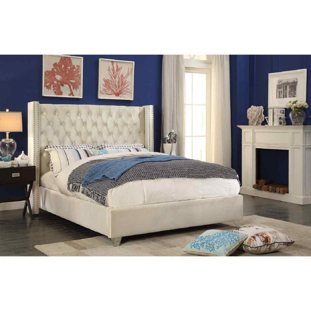 Adam Upholstered Plush Velvet Bed Frame - Yellow / Superking – image 2