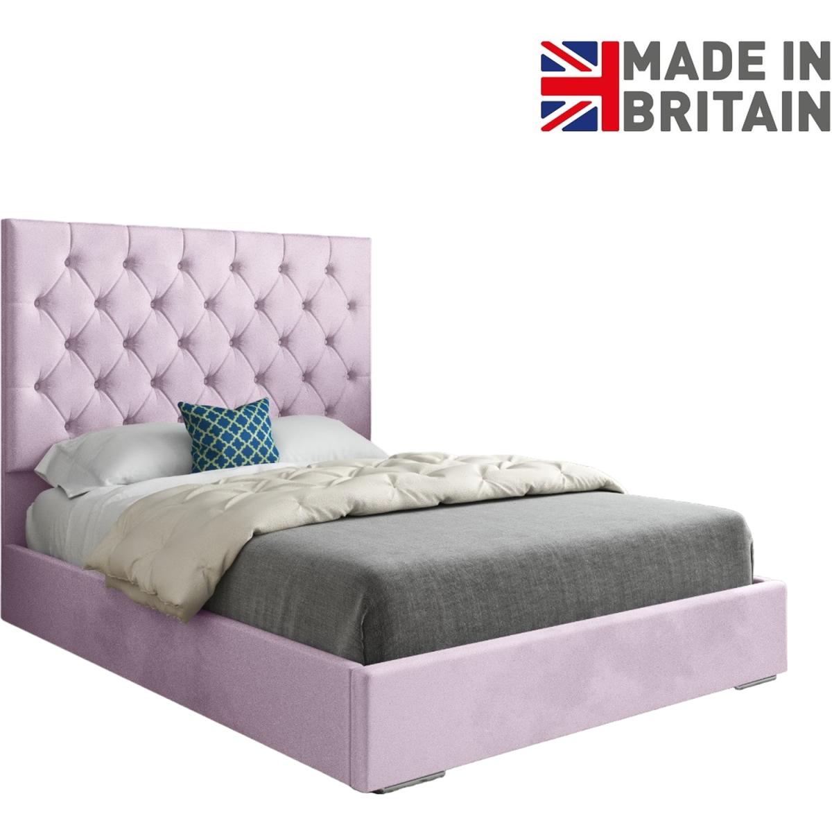 Alma Upholstered Soft Velvet Bed Frame - Pink / Superking – image 2