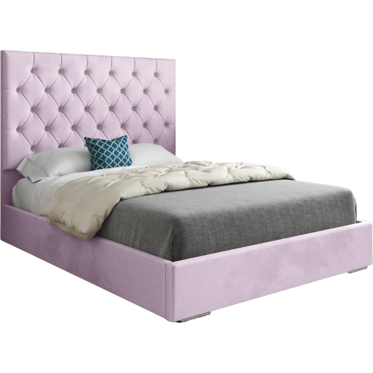 Alma Upholstered Soft Velvet Bed Frame - Pink / Superking – image 3