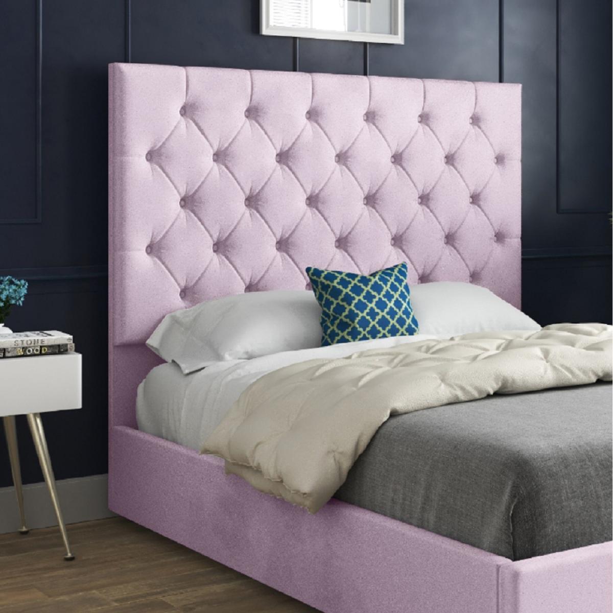 Alma Upholstered Soft Velvet Bed Frame - Pink / Superking – image 5