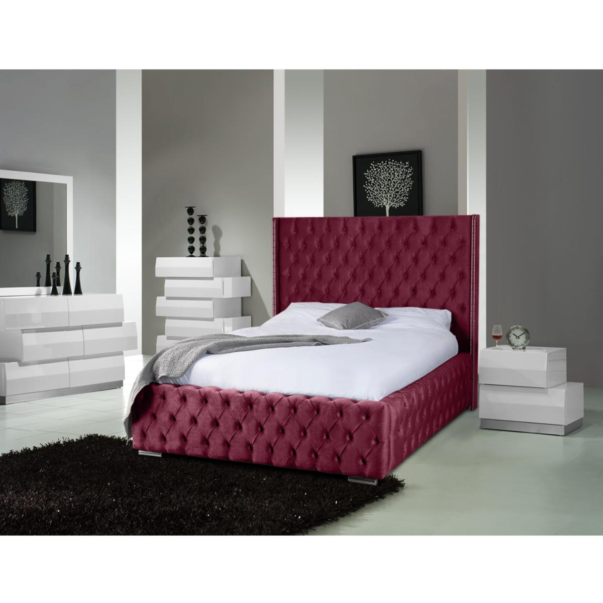 Irene Plush Velvet Bed Frame - Maroon / Superking – image 4