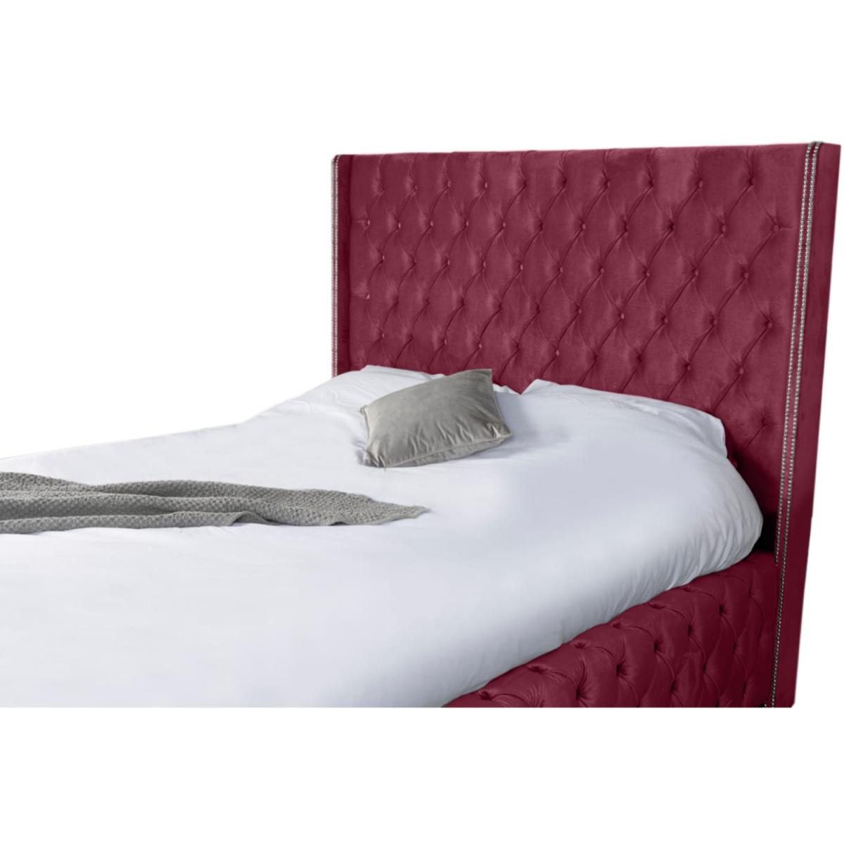 Irene Plush Velvet Bed Frame - Maroon / Superking – image 5