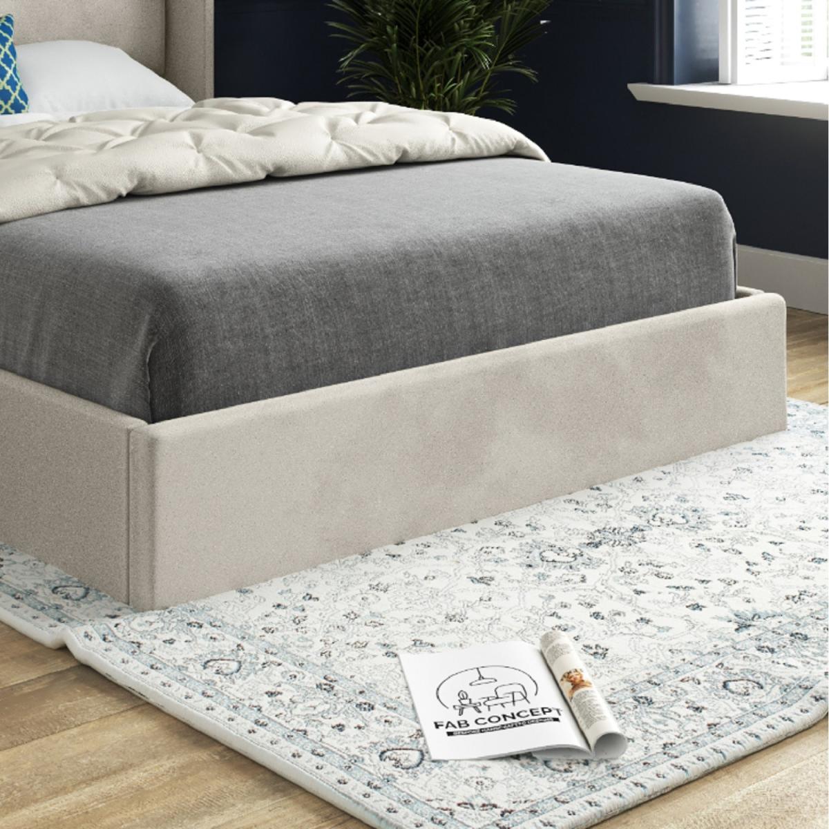 Nuno Straight Winged Upholstered Soft Velvet Bed Frame - Cream / Superking – image 5