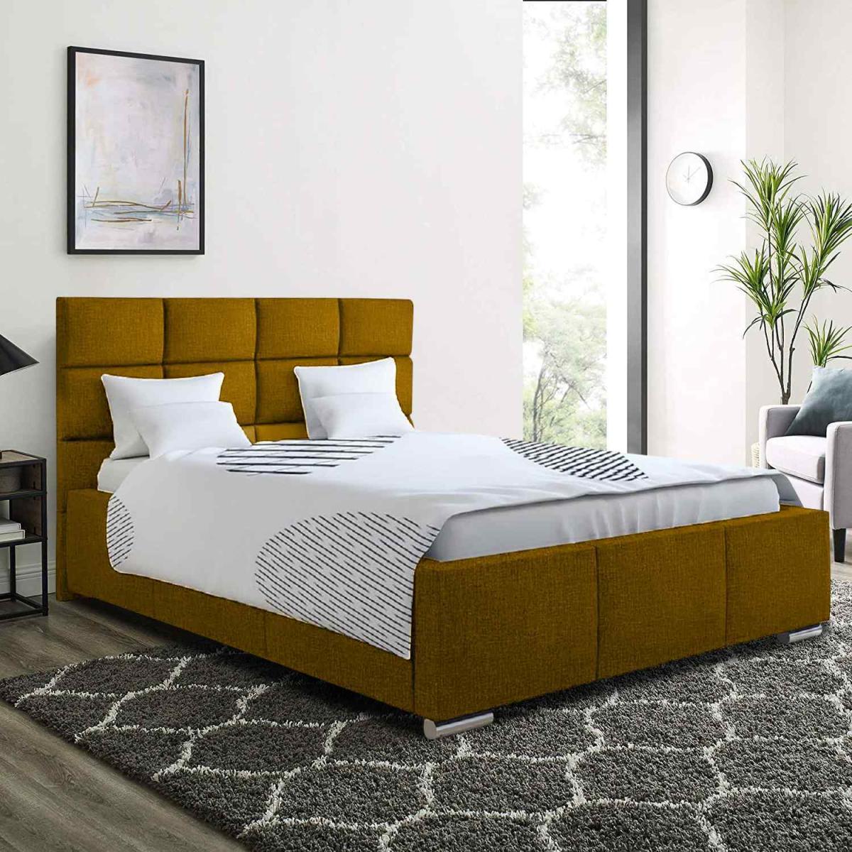 Giorgia Upholstered Plush Velvet Bed Frame - Yellow / Superking