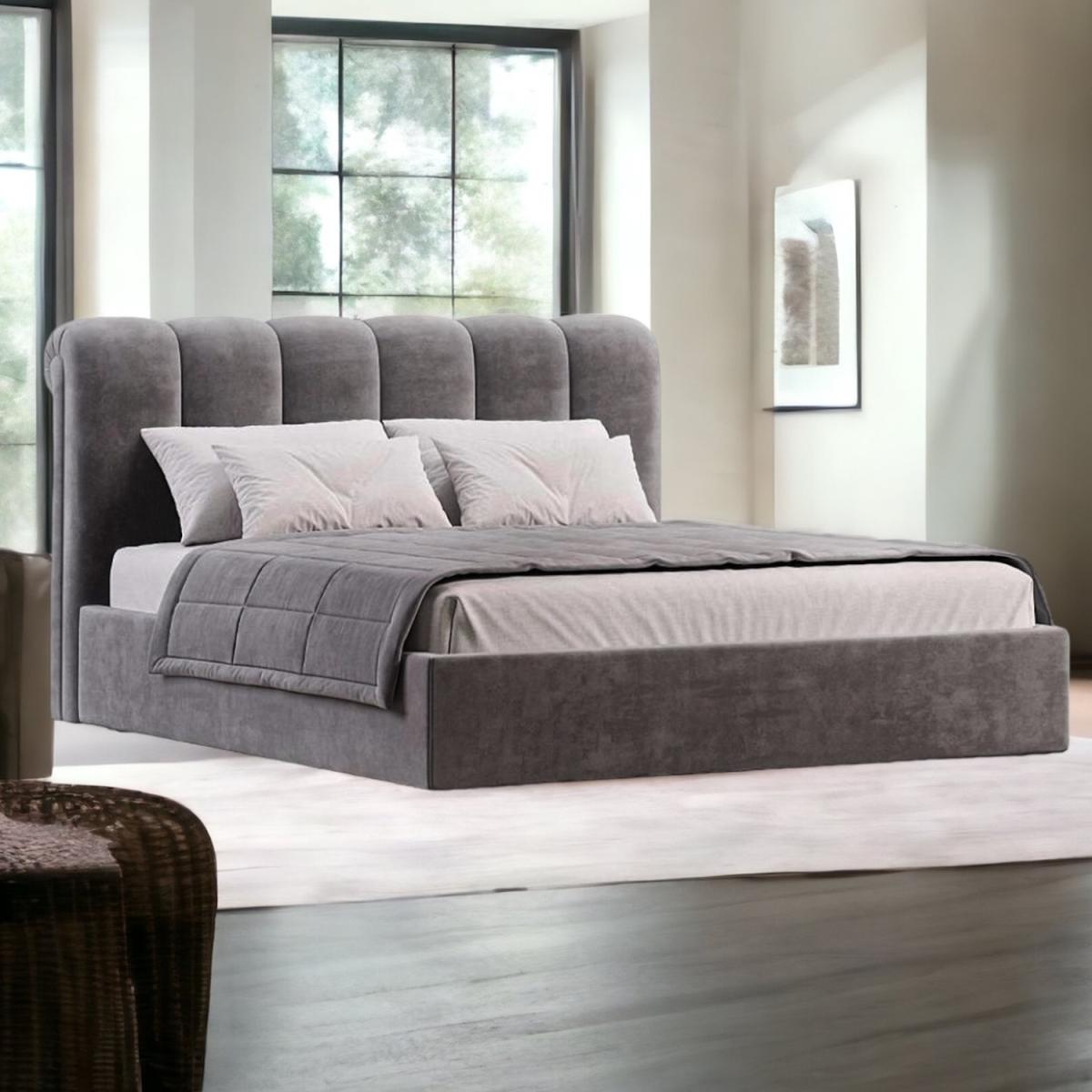 Sleigh Line Bed Frame - Steel Grey / Superking