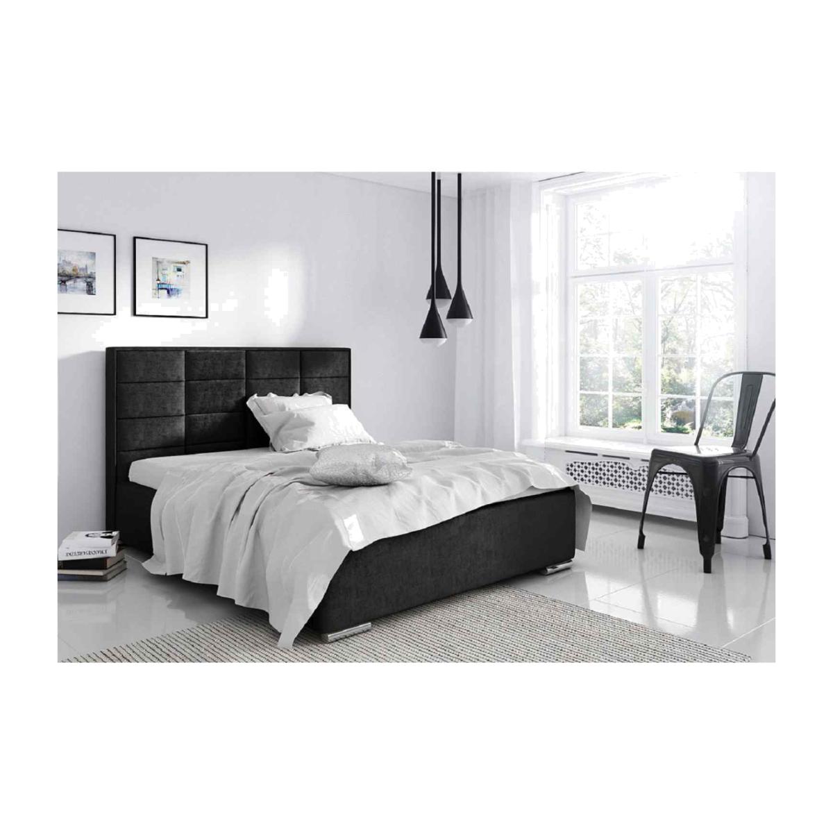 Angela Upholstered Plush Velvet Bed Frame - Black / Superking