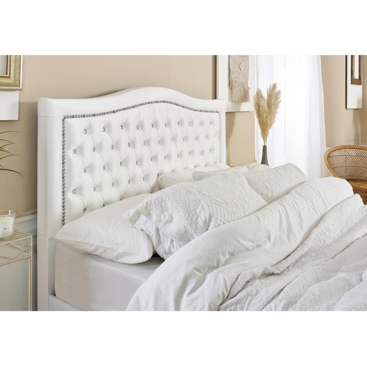 Saturn Plush 4 Inch Solid Thick Bed Frame With Chesterfield Headboard - White / Superking – image 4