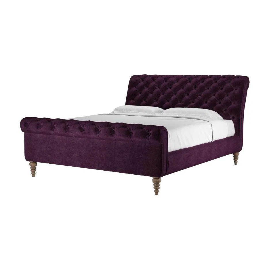 Knightsbridge Super King Bed in Plum Smart Velvet - sofa.com – image 1