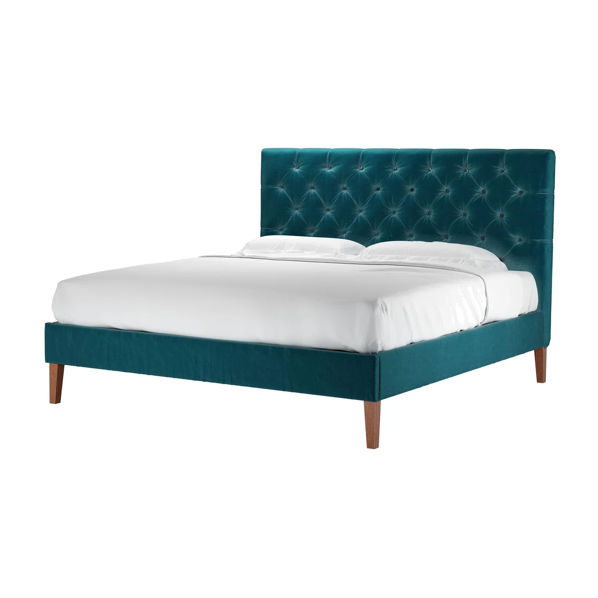Rosalie 130cm Super King Bed in Deep Turquoise Cotton Matt Velvet - sofa.com – image 1