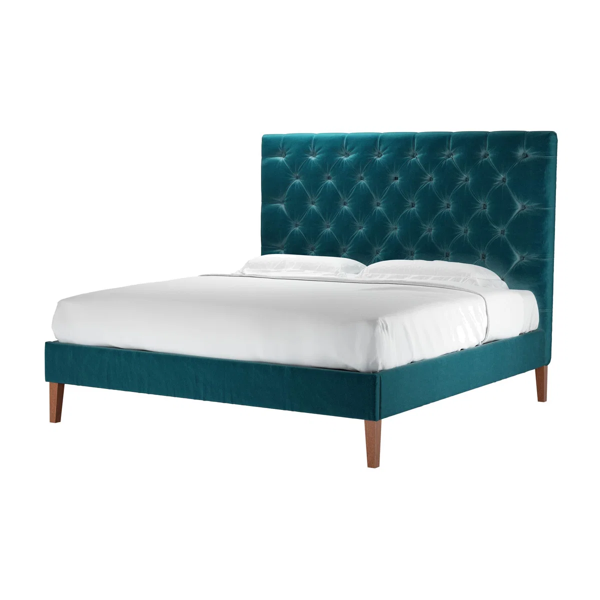 Rosalie 150cm Super King Bed in Deep Turquoise Cotton Matt Velvet - sofa.com – image 1