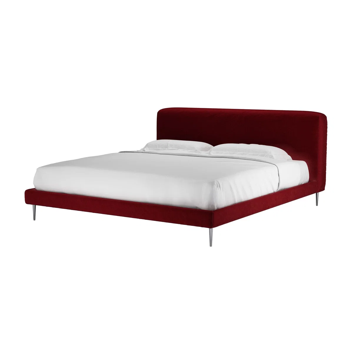 Lucy Super King Bed in Claret Cotton Matt Velvet - sofa.com – image 1