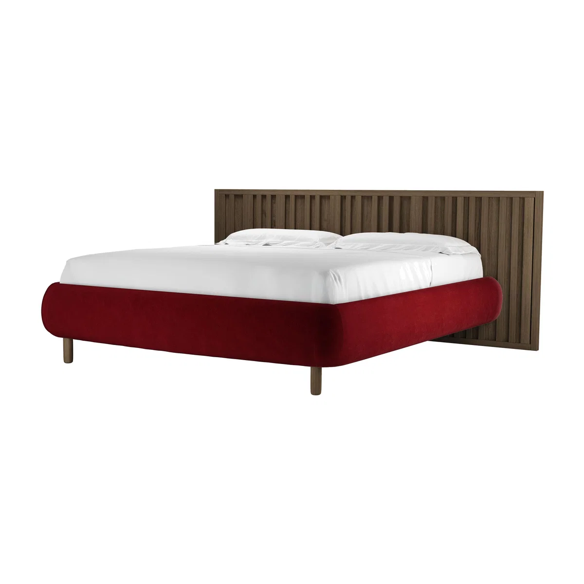 Florence Super King Bed in Claret Cotton Matt Velvet - sofa.com – image 1