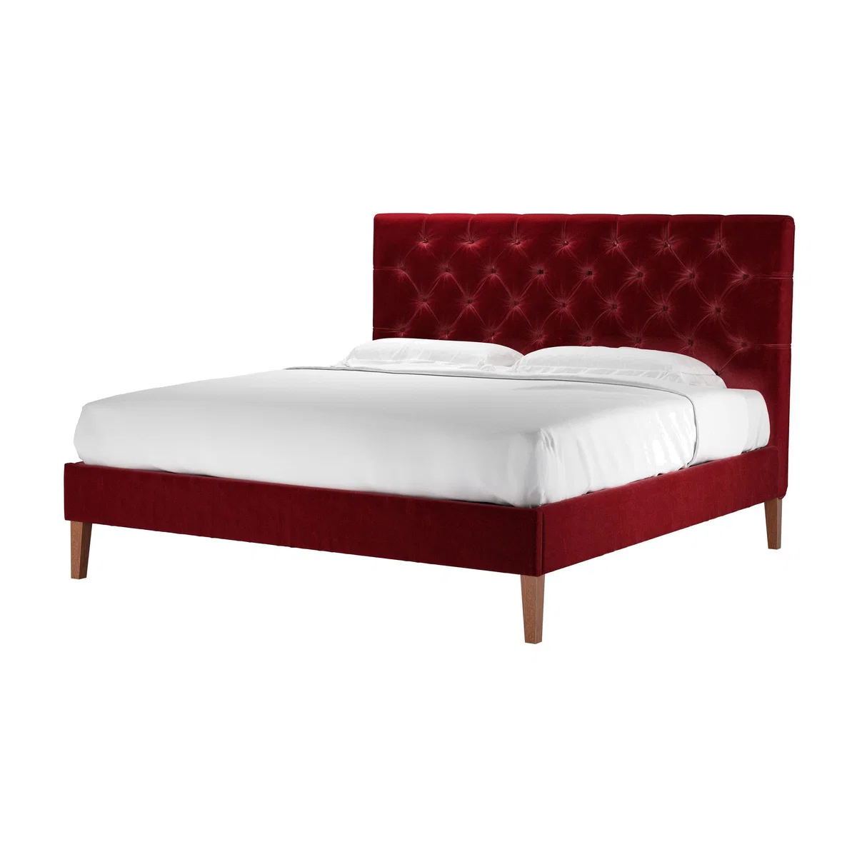 Rosalie 130cm Super King Bed in Claret Cotton Matt Velvet - sofa.com – image 1