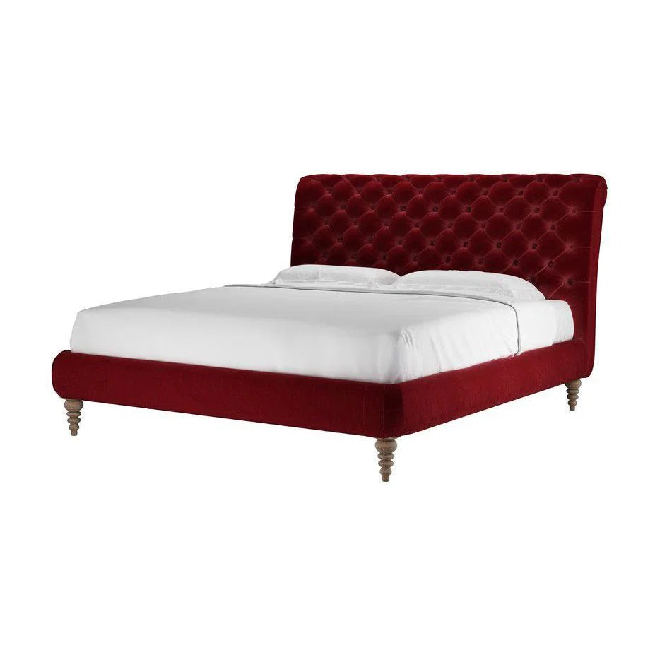 Knightsbridge (No Footboard) Super King Bed in Claret Cotton Matt Velvet - sofa.com – image 1