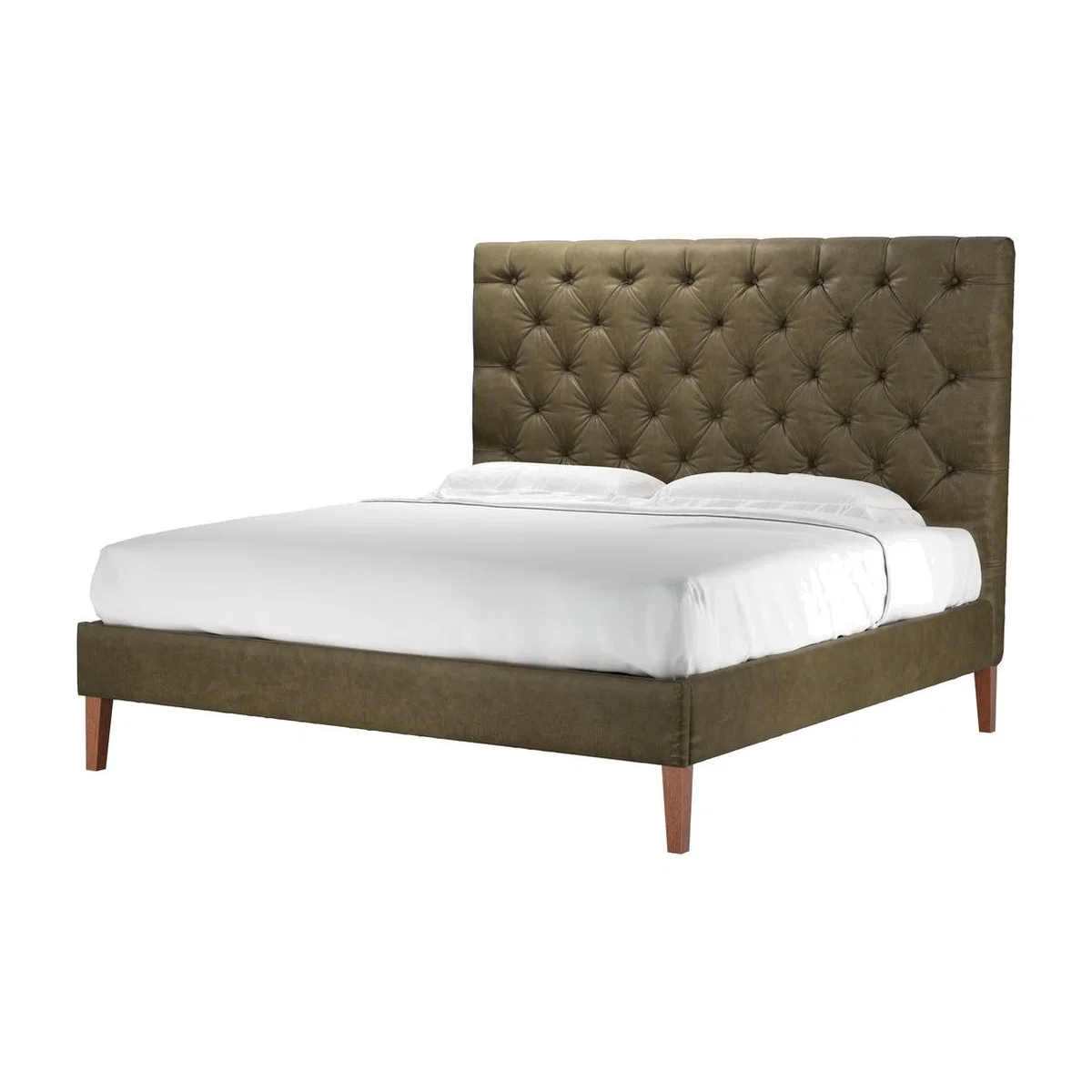 Rosalie 150cm Super King Bed in Dark Moss Antique Leather - sofa.com – image 1