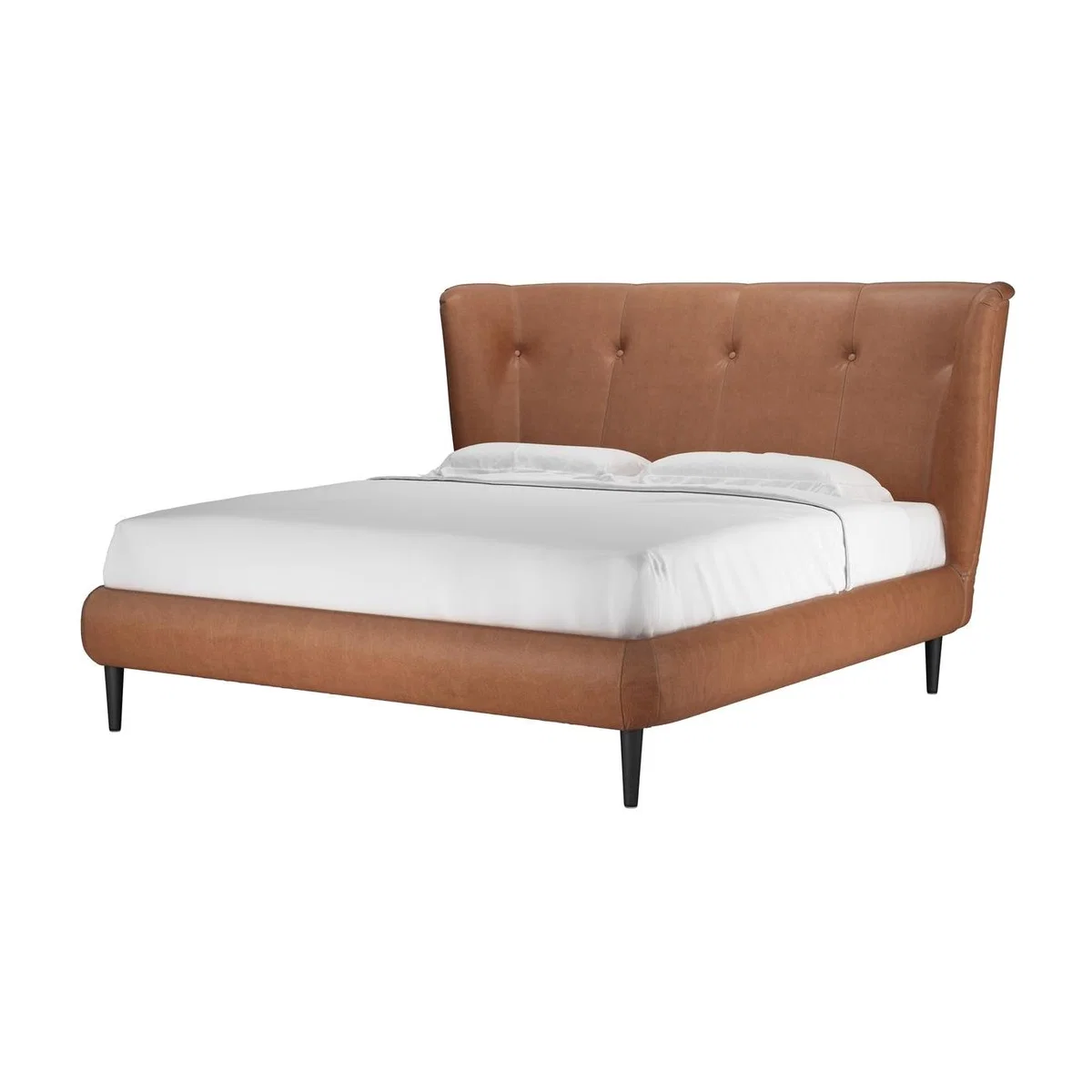 Audrey Super King Bed in Cognac Grain Leather - sofa.com – image 1