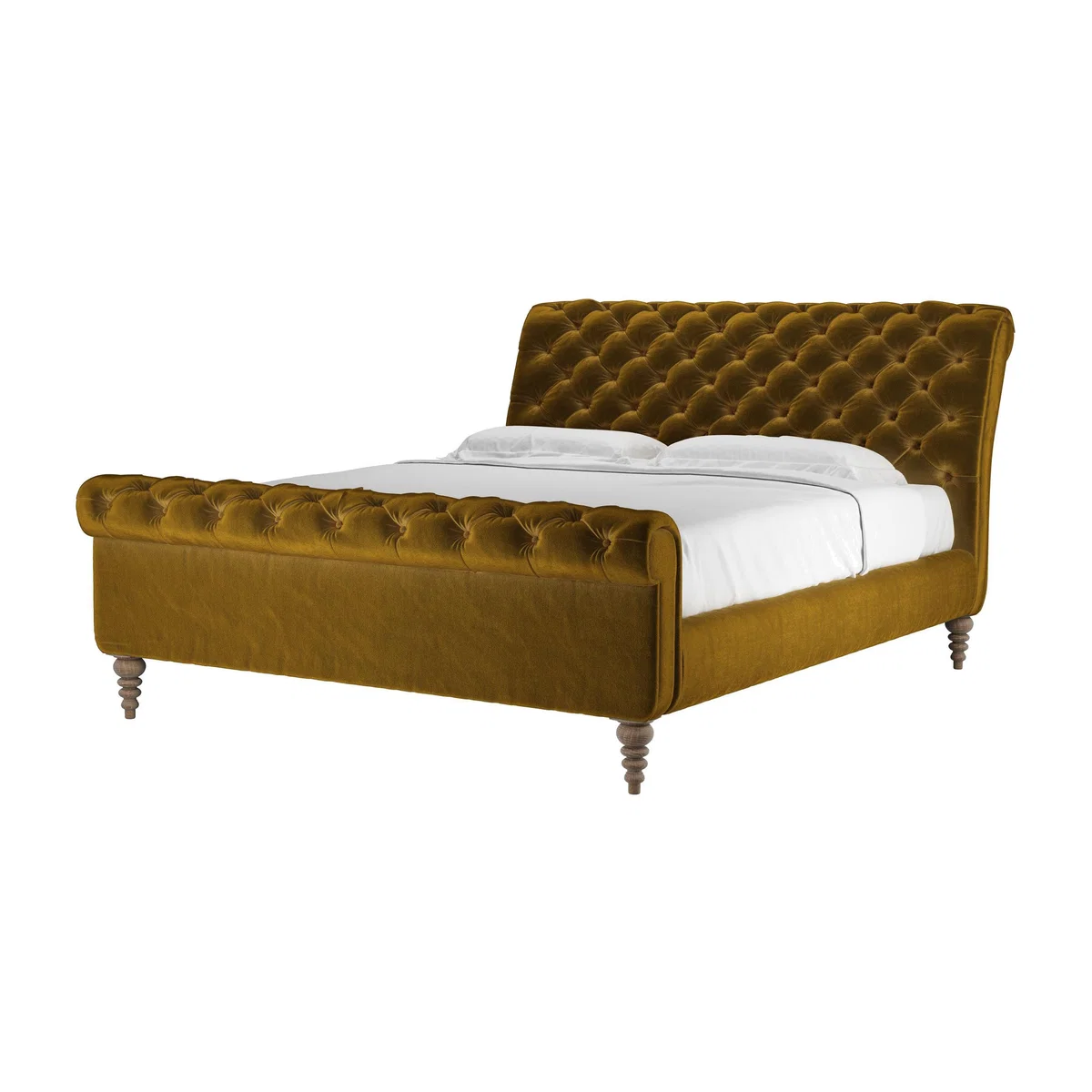 Knightsbridge Super King Bed in Nefertiti Gold Cotton Matt Velvet - sofa.com – image 1