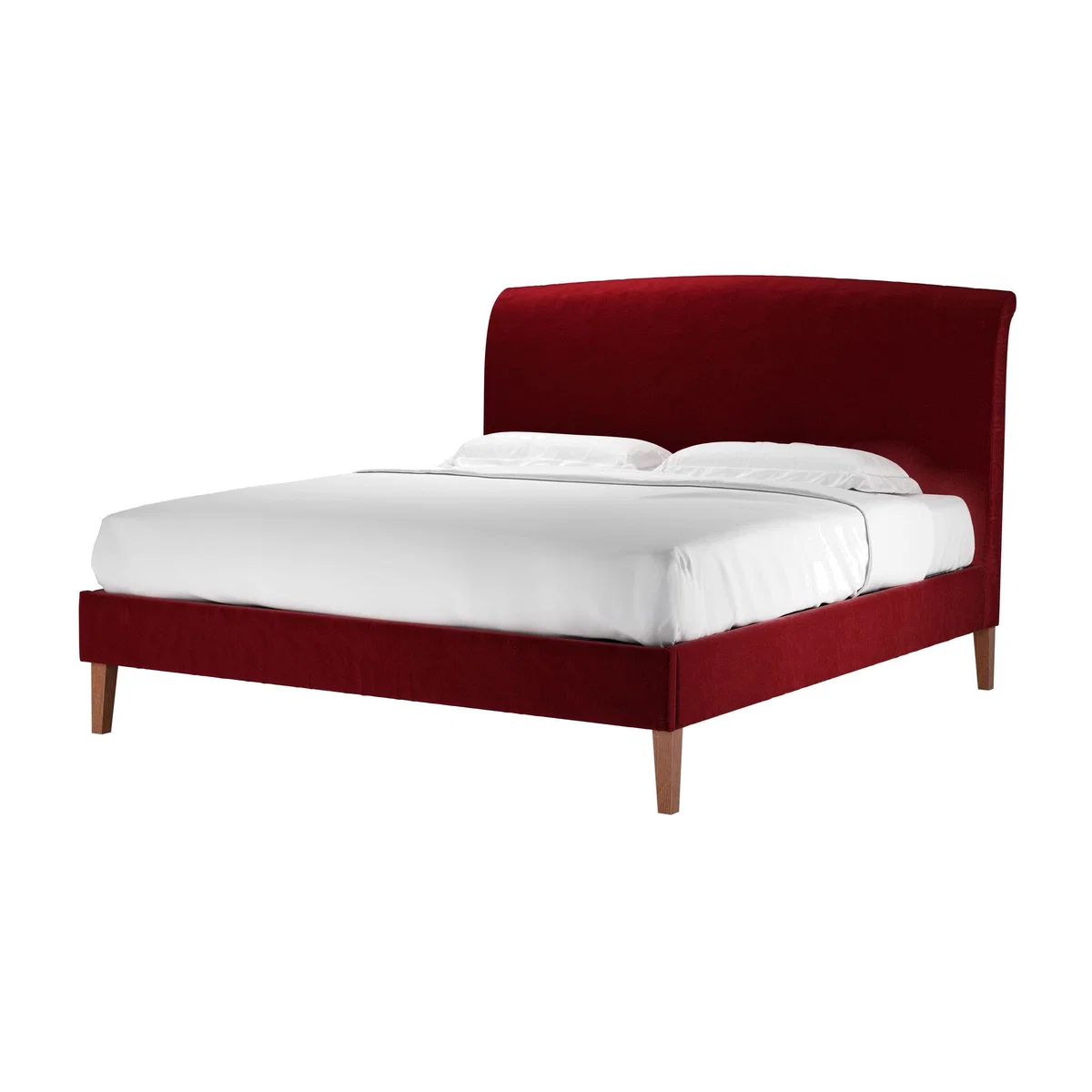 Thea Super King Bed in Claret Cotton Matt Velvet - sofa.com – image 1