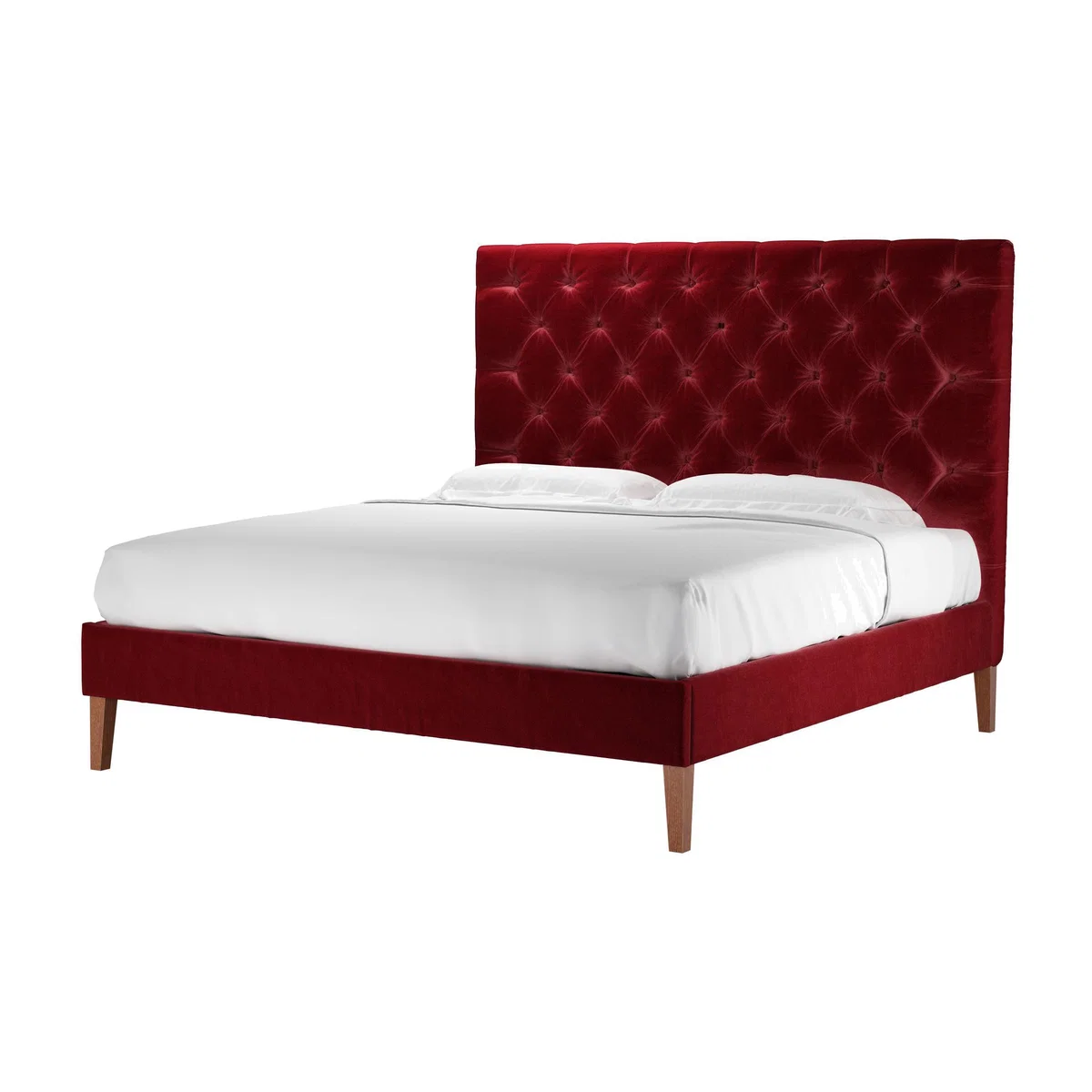 Rosalie 150cm Super King Bed in Claret Cotton Matt Velvet - sofa.com – image 1
