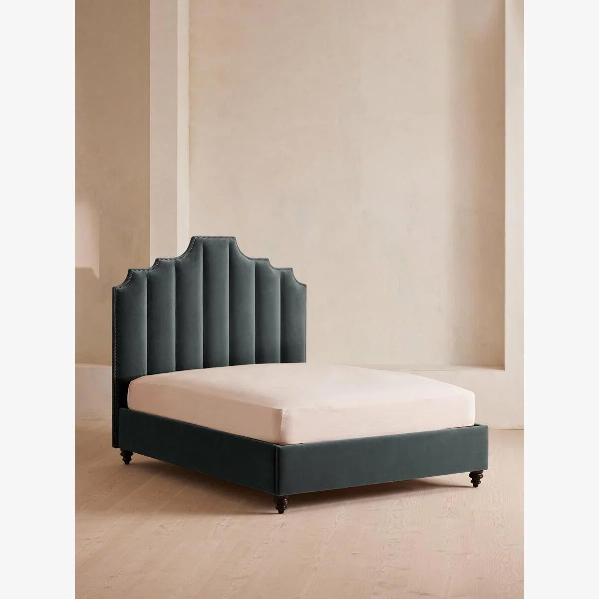 Gerrard Bed, Super King, Velvet, Grey Blue – image 1