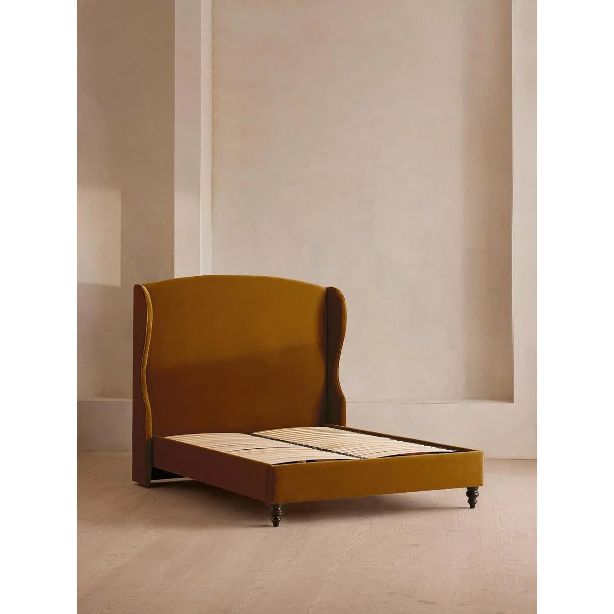 Rivas Bed, Super King, Velvet, Mustard – image 3
