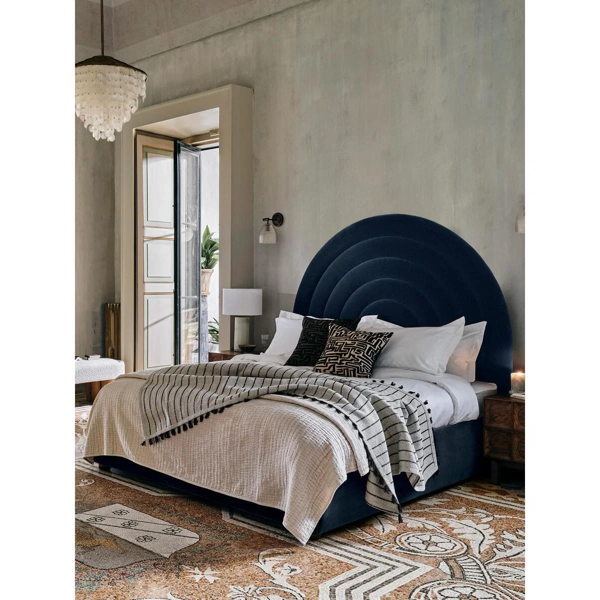 Archway Bed, Super King, Velvet Navy, UK – image 2