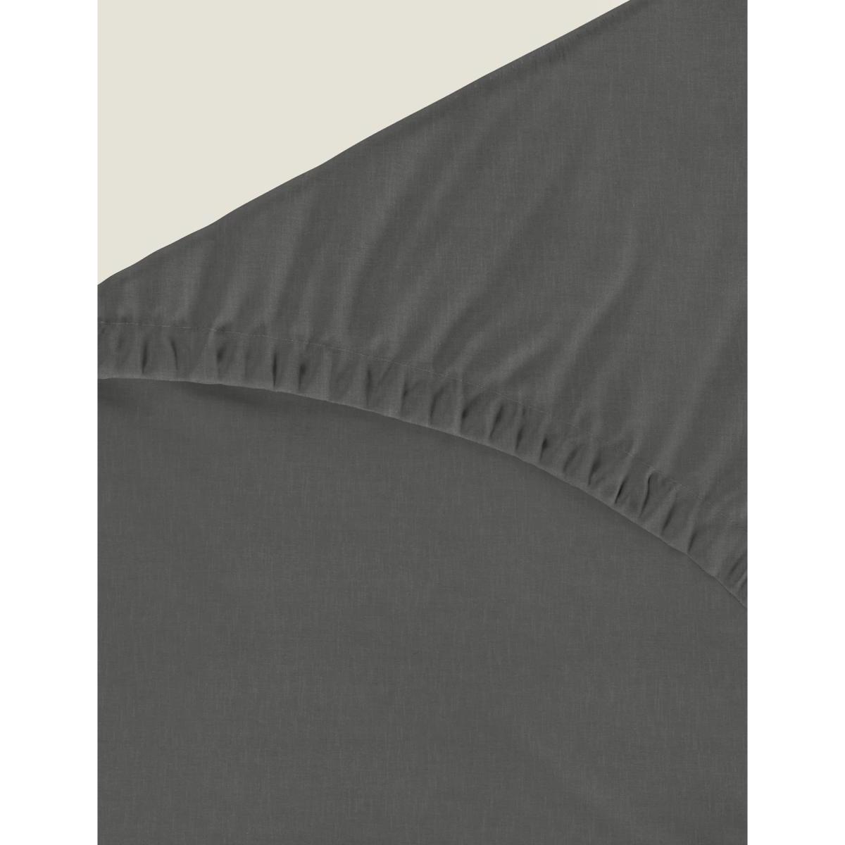 M&S Cotton Rich Percale Deep Fitted Sheet - DBL - Dark Grey, Dark Grey – image 2