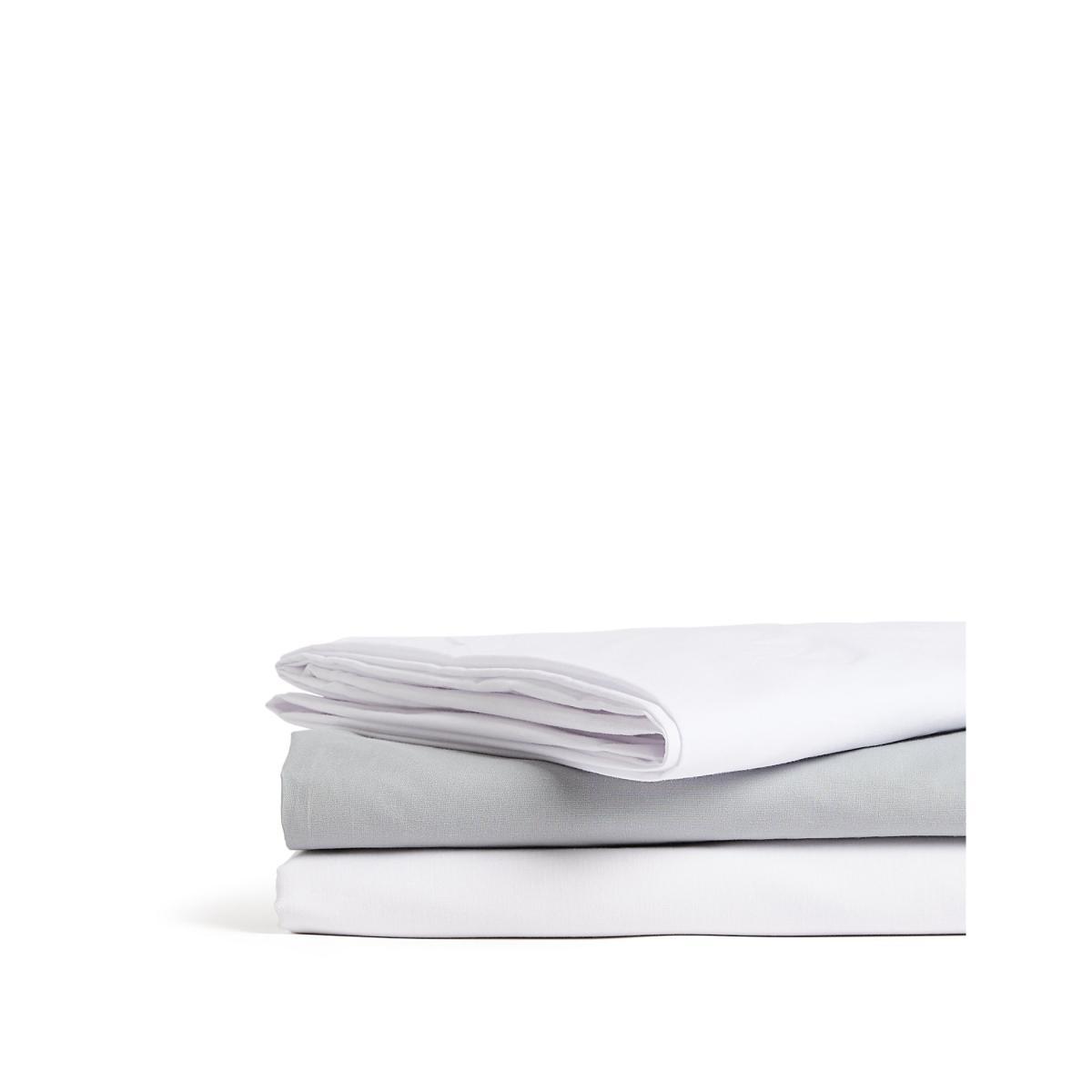 M&S Cotton Mix Non-Iron Fitted Sheet - DBL - White, White,Grey – image 5