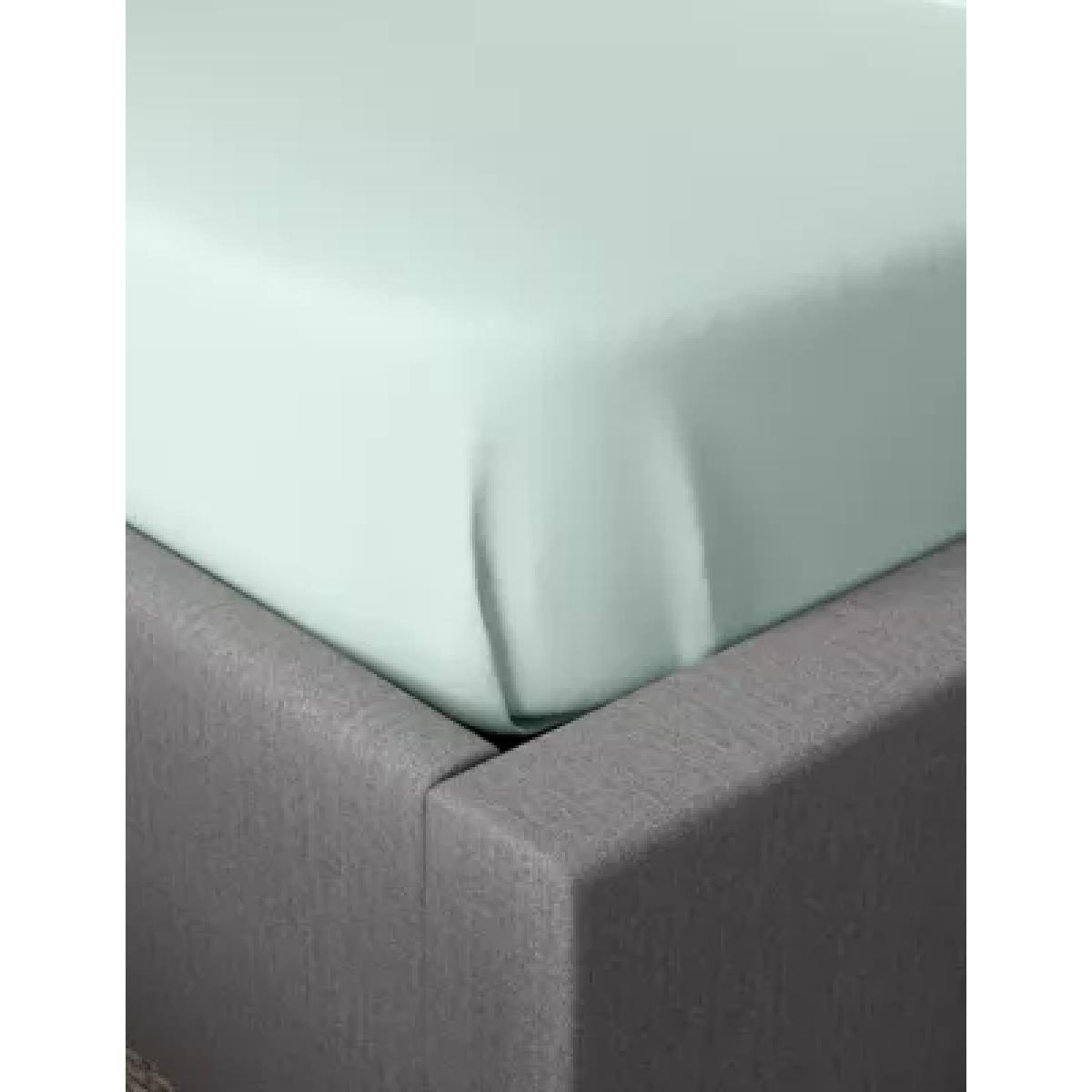 M&S Unisex Egyptian Cotton 400 Thread Count Sateen Flat Sheet - DBL - Duck Egg, Duck Egg,Pearl Grey,Light Cream – image 1