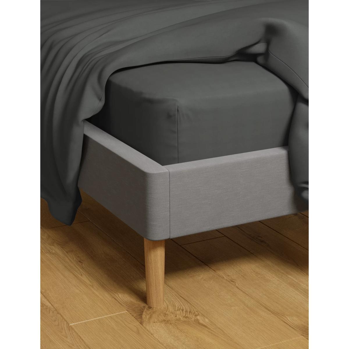 M&S Cotton Rich Percale Fitted Sheet - DBL - Soft White, Soft White,White,Dark Grey – image 3